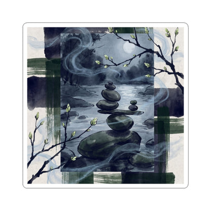 River Stones Spring Sticker | Zen Peaceful Design Art Print