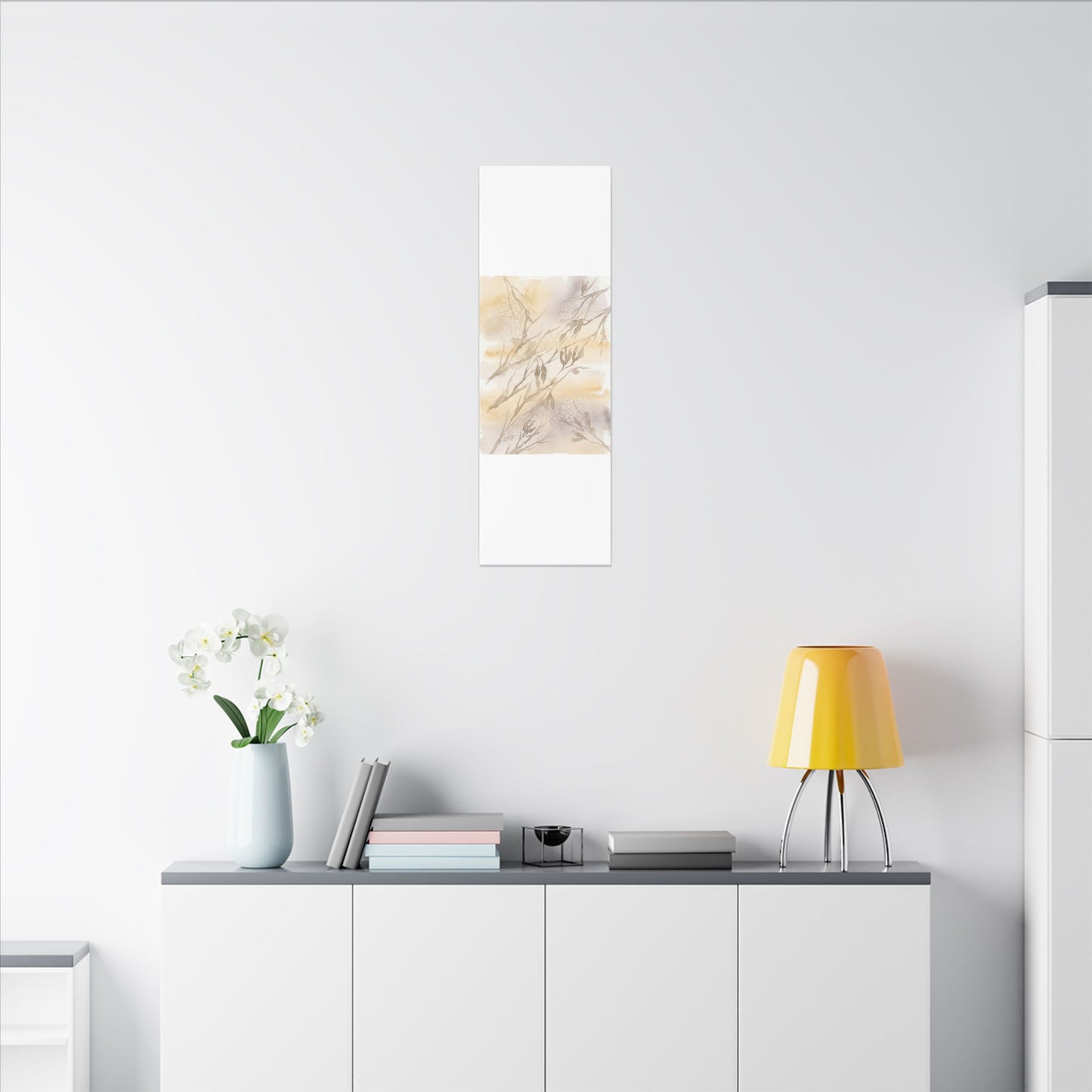Shadow Play Winter Canvas Art | Japandi Warm Design