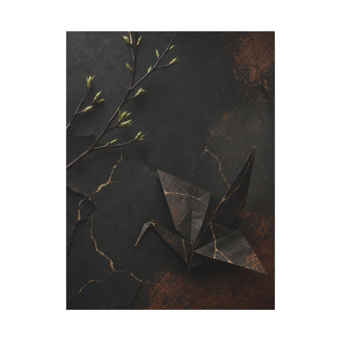 Paper Fold Canvas Art | Spring Kintsugi Broken Beauty Art