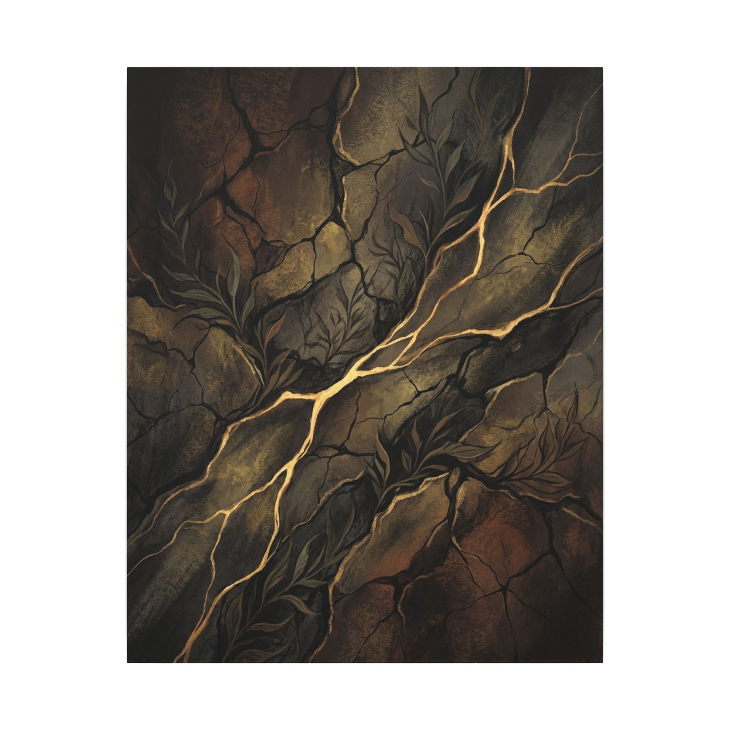 Cracked Earth Charcoal Ink Canvas Art | Bold Dark Japandi Art