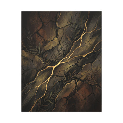 Cracked Earth Charcoal Ink Canvas Art | Bold Dark Japandi Art