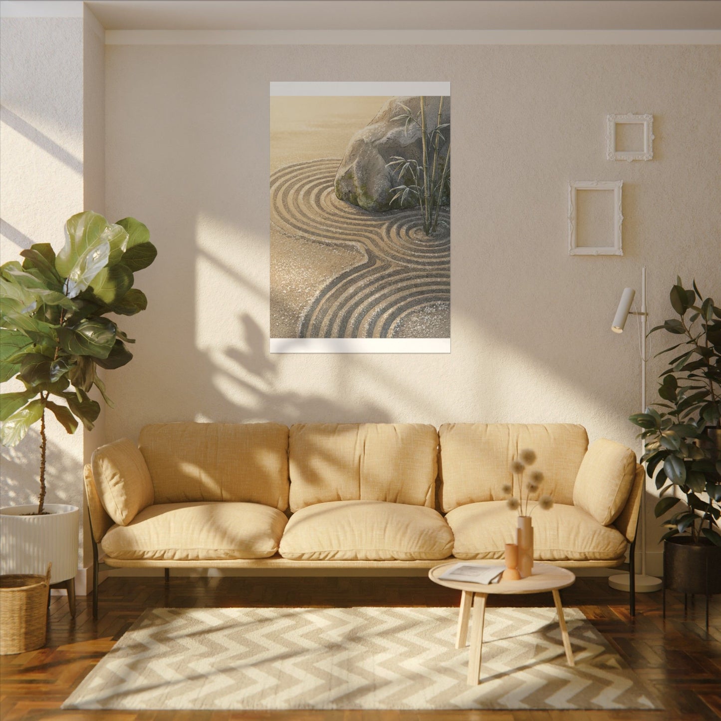Rock Garden Winter Canvas Art | Zen Peaceful Design
