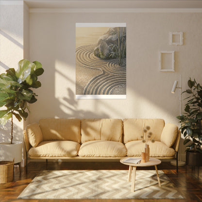 Rock Garden Winter Canvas Art | Zen Peaceful Design