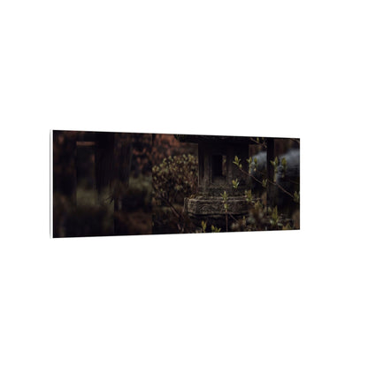 Stone Lantern Spring Canvas Art | Dark Japandi Bold Design
