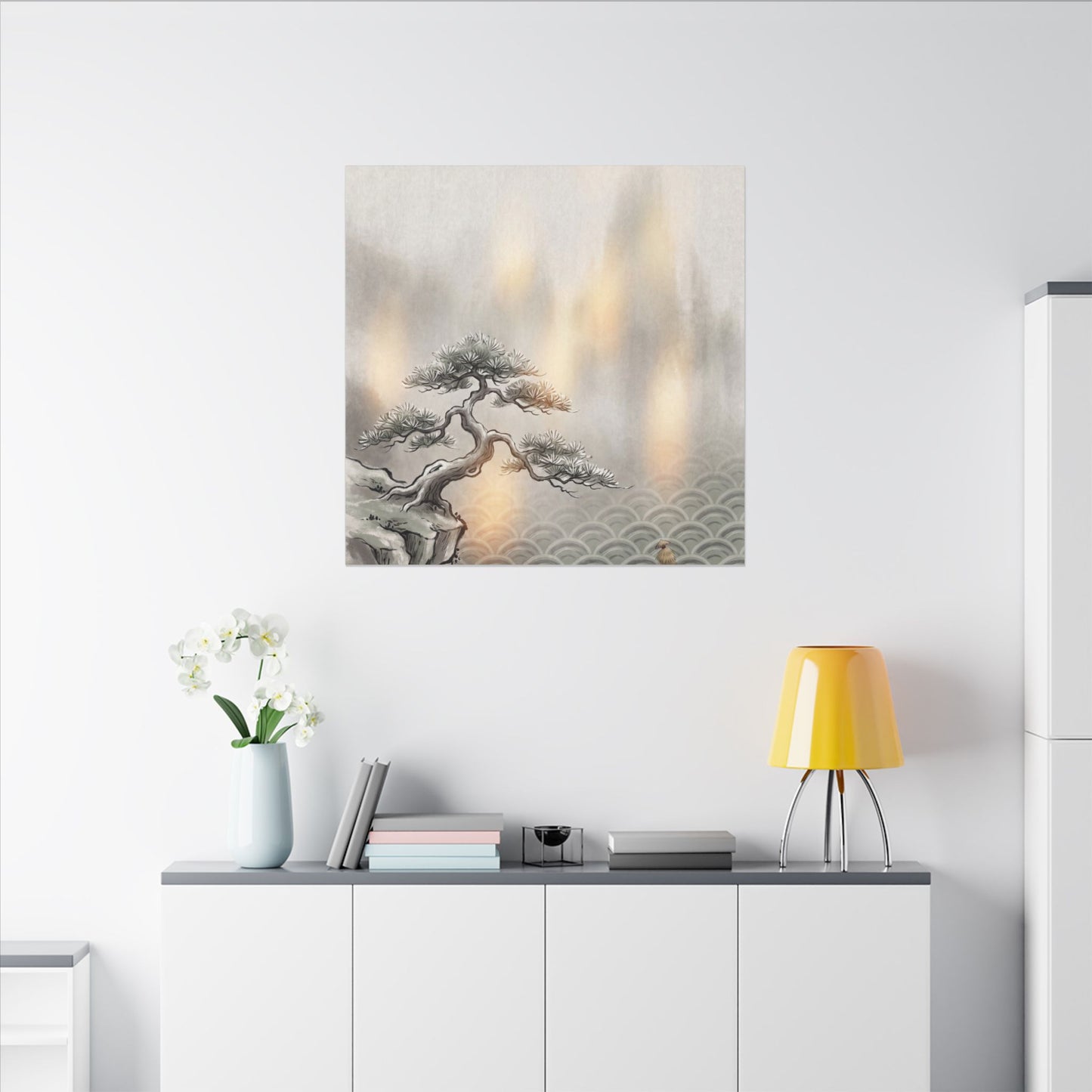 Pine Tree Canvas Art | Winter Japandi Japanese Pattern Art