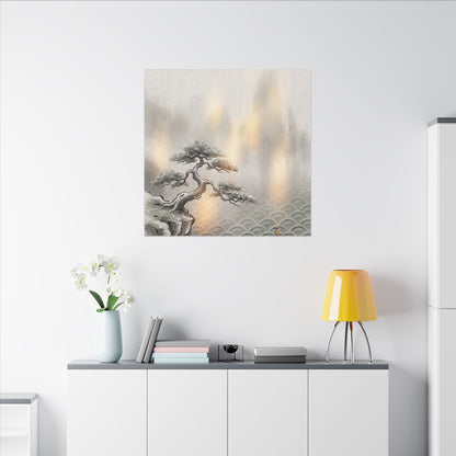 Pine Tree Canvas Art | Winter Japandi Japanese Pattern Art