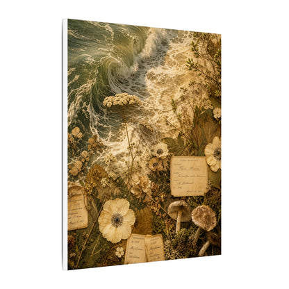 Spring Ocean Wave Herbarium Canvas Art | Nostalgic Decor