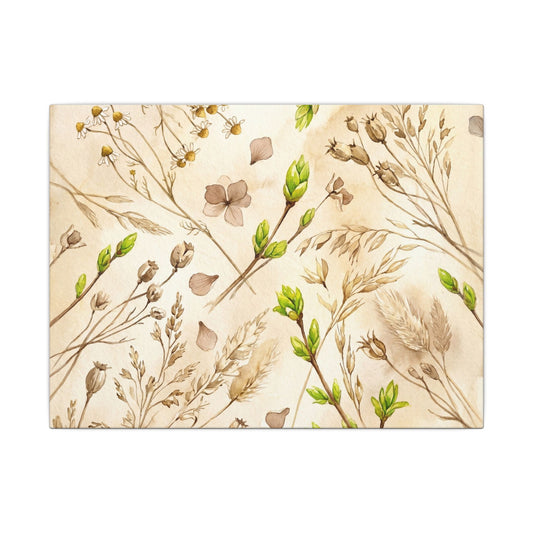 Spring Dried Flowers Watercolor Canvas Art | Earthy Decor