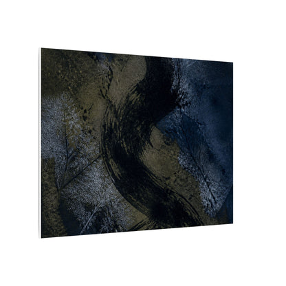 Shibui Ink Brushstroke Canvas Art - Dark Japandi Dark Texture