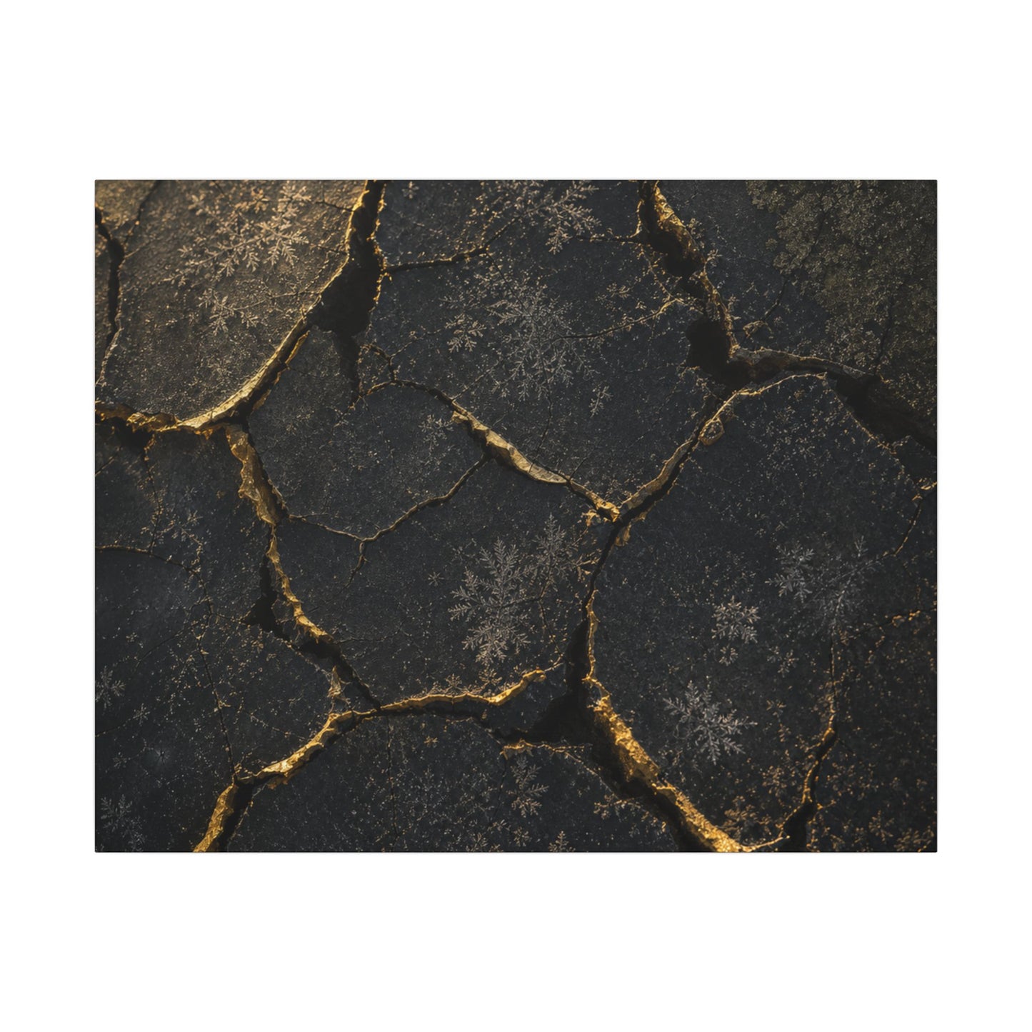Cracked Earth Canvas Art | Winter Dark Japandi Shadow Zen Art