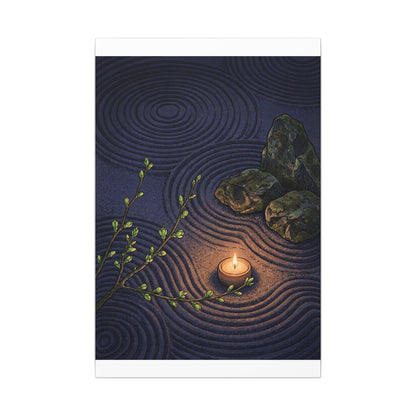 Mono No Aware Rock Garden Canvas Art - Zen Ukiyo E Inspired