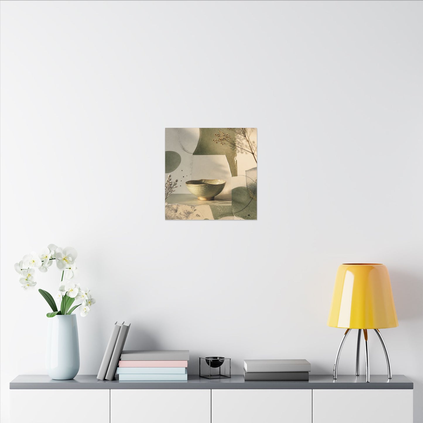 Warm Ceramic Bowl Canvas Art - Minimal Line Japandi