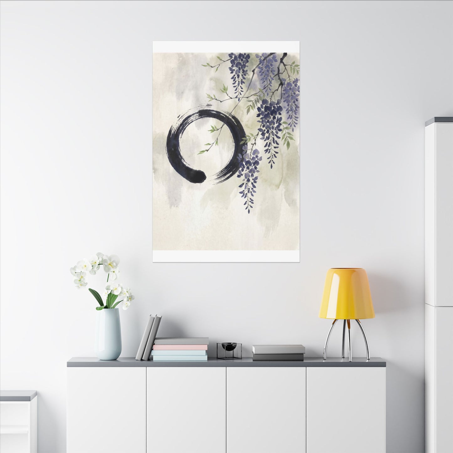 Wisteria Enso Canvas Art | Serene Zen Art