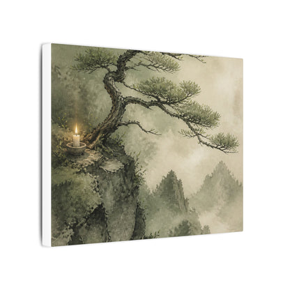 Candlelight Pine Tree Canvas Art - Japandi Kanso