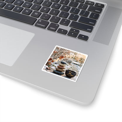 River Stones Winter Sticker | Kintsugi Philosophical Design