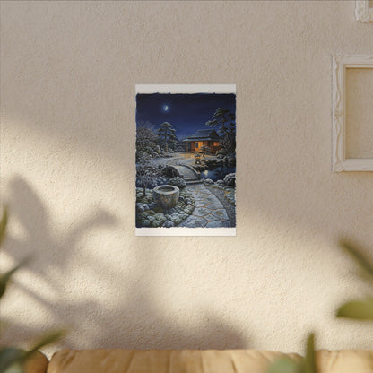 Moonlit Garden Winter Canvas Art | Kintsugi Artful Design