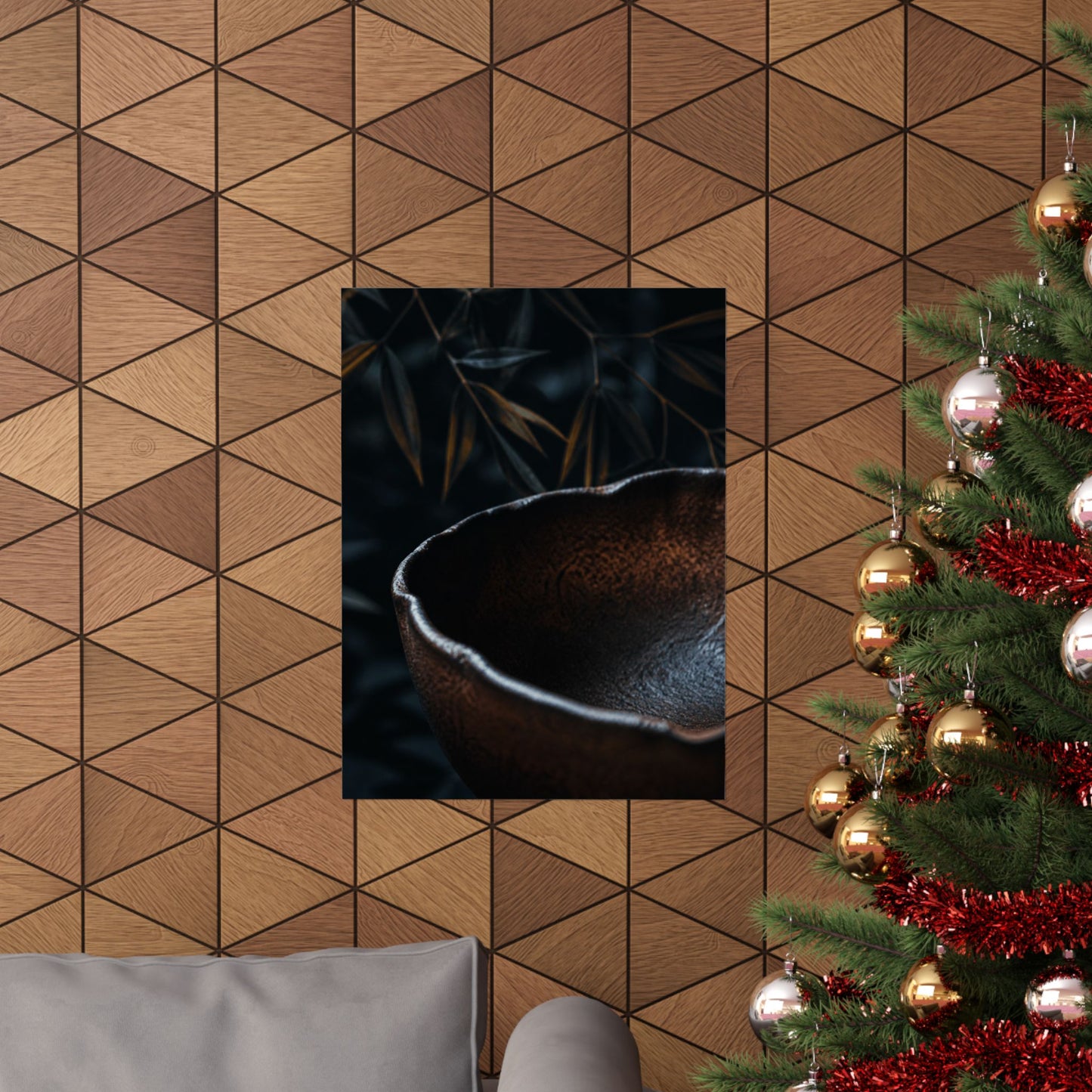 Moonlight Ceramic Bowl Wall Art Print - Dark Japandi Kanso