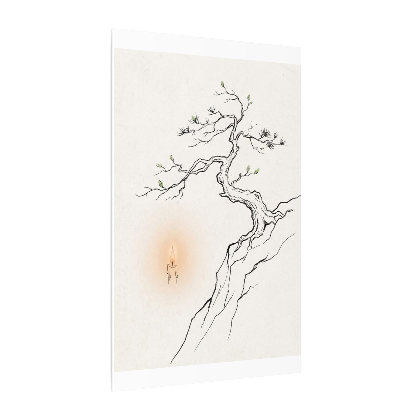 Candlelight Pine Tree Canvas Art - Japandi Shibui