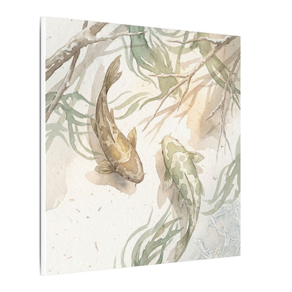 Koi Pond Canvas Art | Winter Japandi Watercolor Art