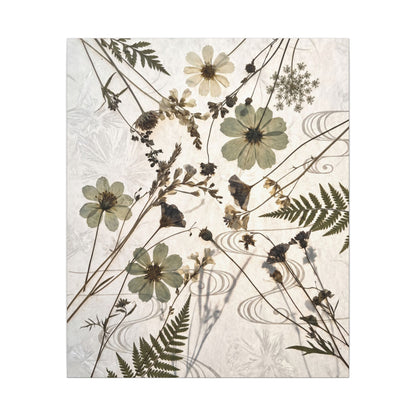 Japandi Dried Flowers in Golden Hour | Japanese Pattern Canvas Art