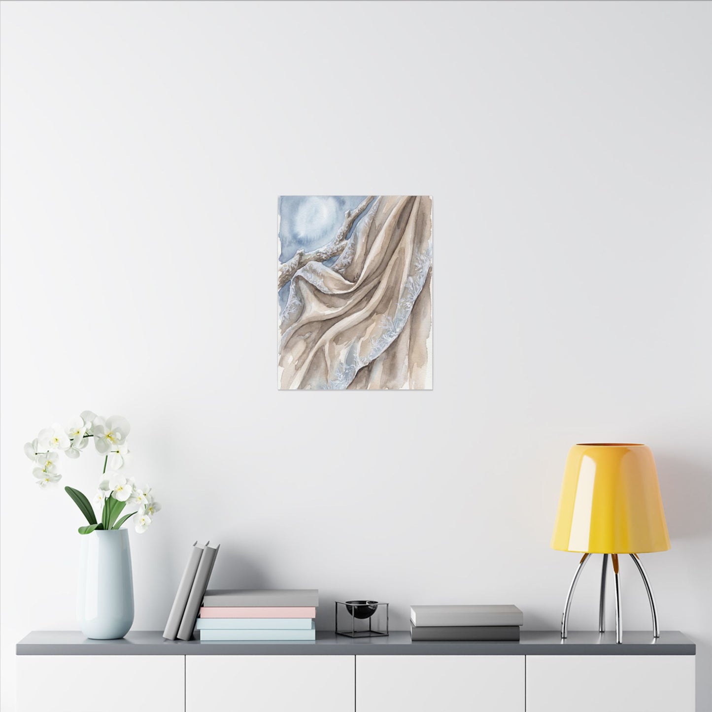 Silk Drape Winter Canvas Art | Japandi Cozy Design