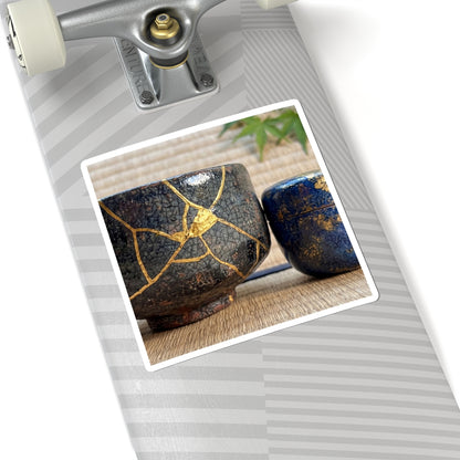 Kintsugi Tea Ceremony in Dawn | Crackle Gold Sticker