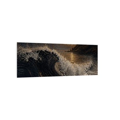 Ocean Wave Dark Texture Canvas Art | Bold Dark Japandi Art