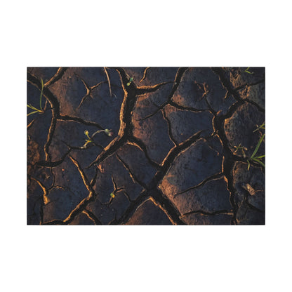 Cracked Earth Moody Minimal Canvas Art | Luxurious Dark Japandi Art