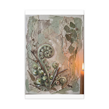 Japandi Fern Unfurling in Candlelight | Texture Canvas Art