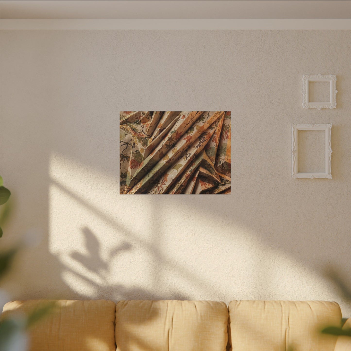 Paper Fold Autumn Canvas Art | Japandi Earthy Design