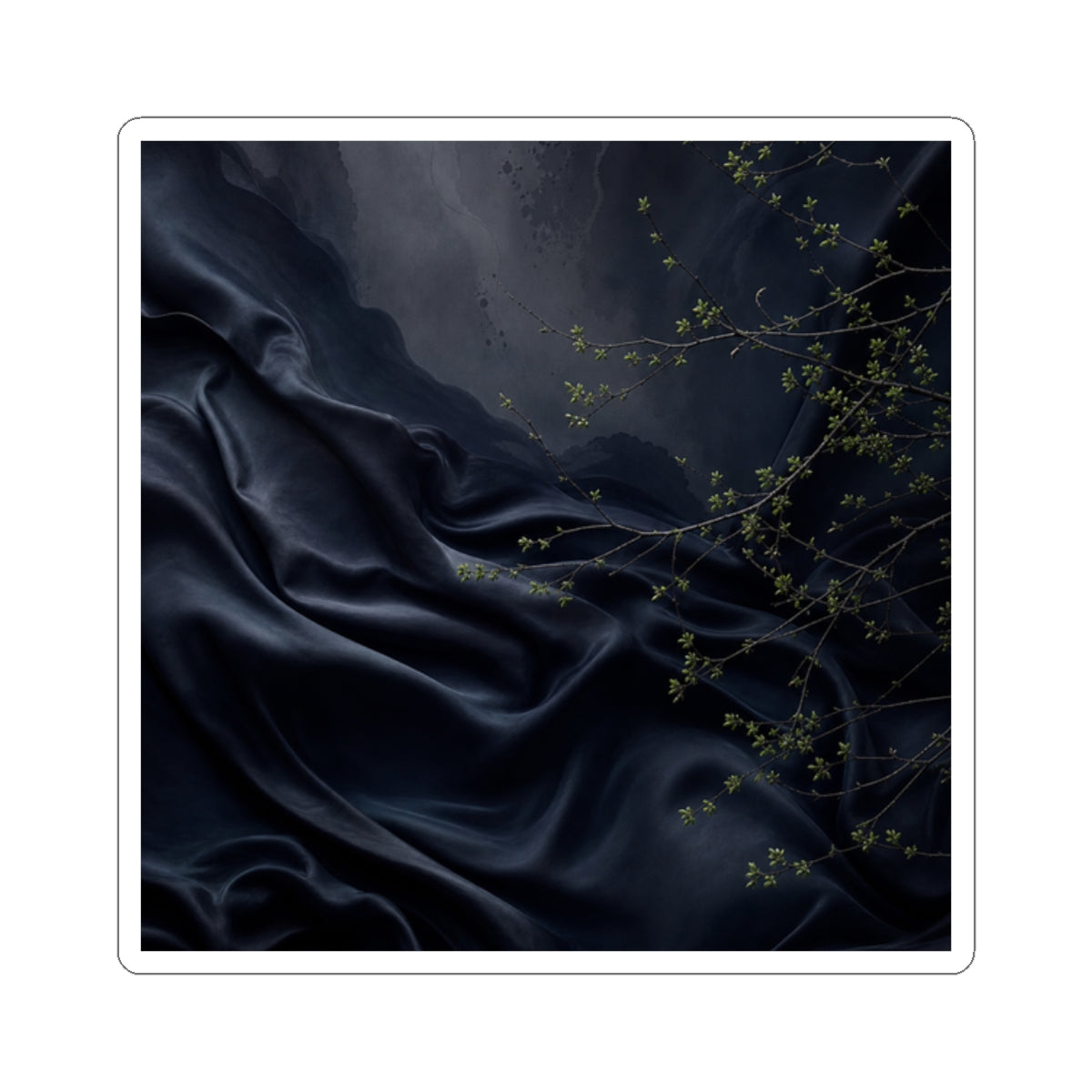Silk Drape Sticker | Spring Dark Japandi Moody Minimal Art