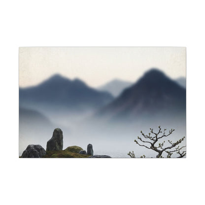 Mountain Mist Karesansui Canvas Art | Contemplative Zen Art