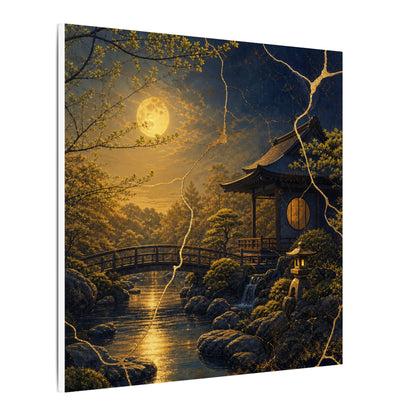 Spring Moonlit Garden Gold Vein Canvas Art | Resilient Decor