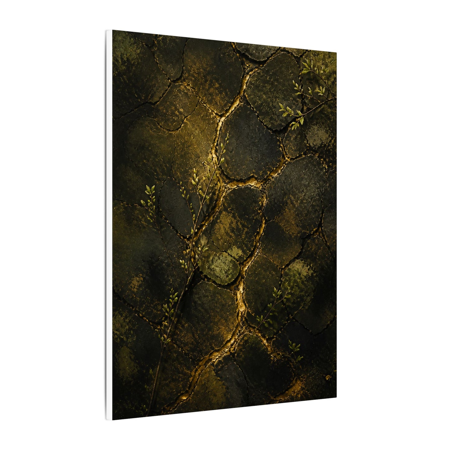 Shibui Cracked Earth Canvas Art - Dark Japandi Dark Texture
