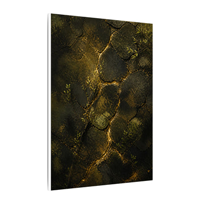 Shibui Cracked Earth Canvas Art - Dark Japandi Dark Texture