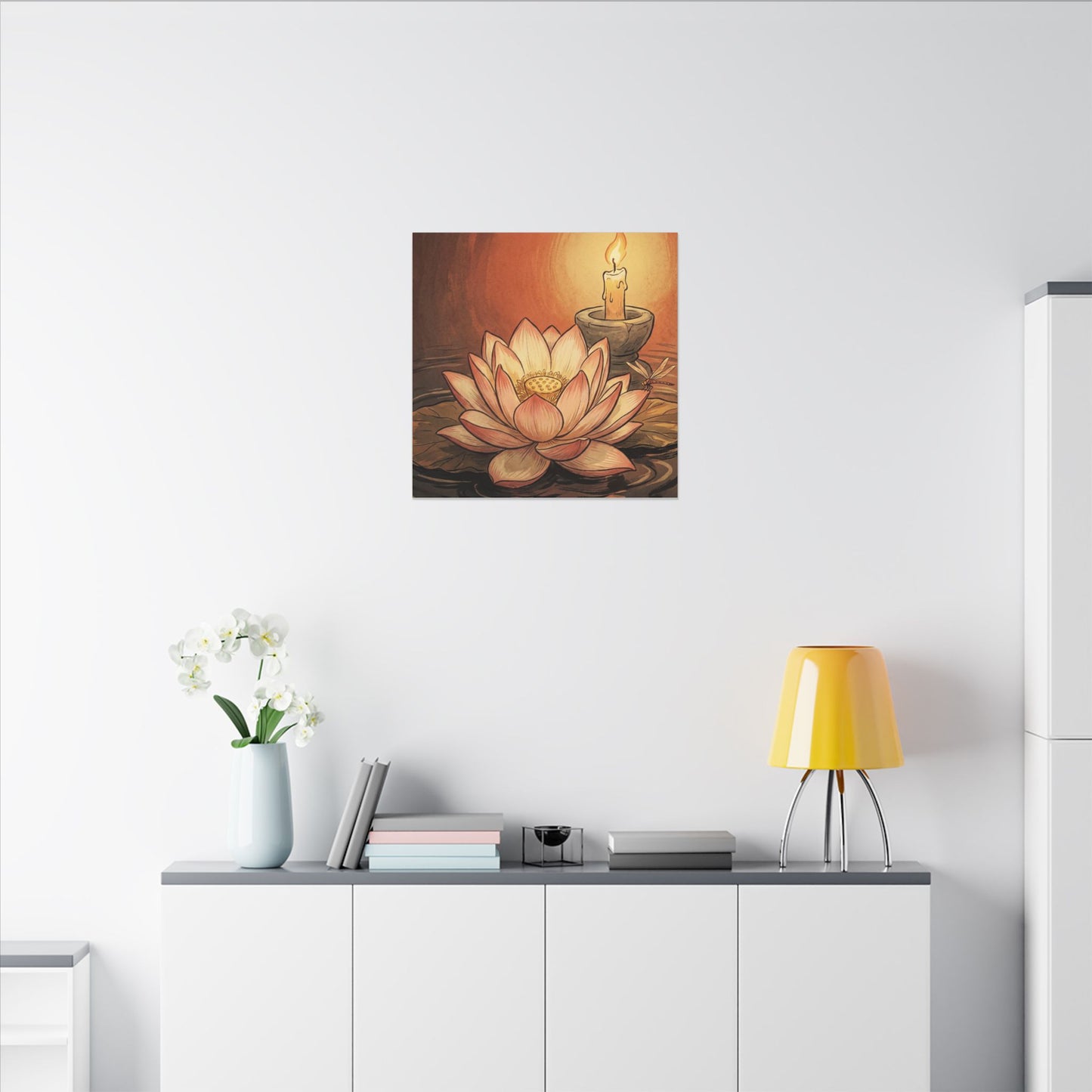 Lotus Flower Summer Canvas Art | Zen Contemplative Design