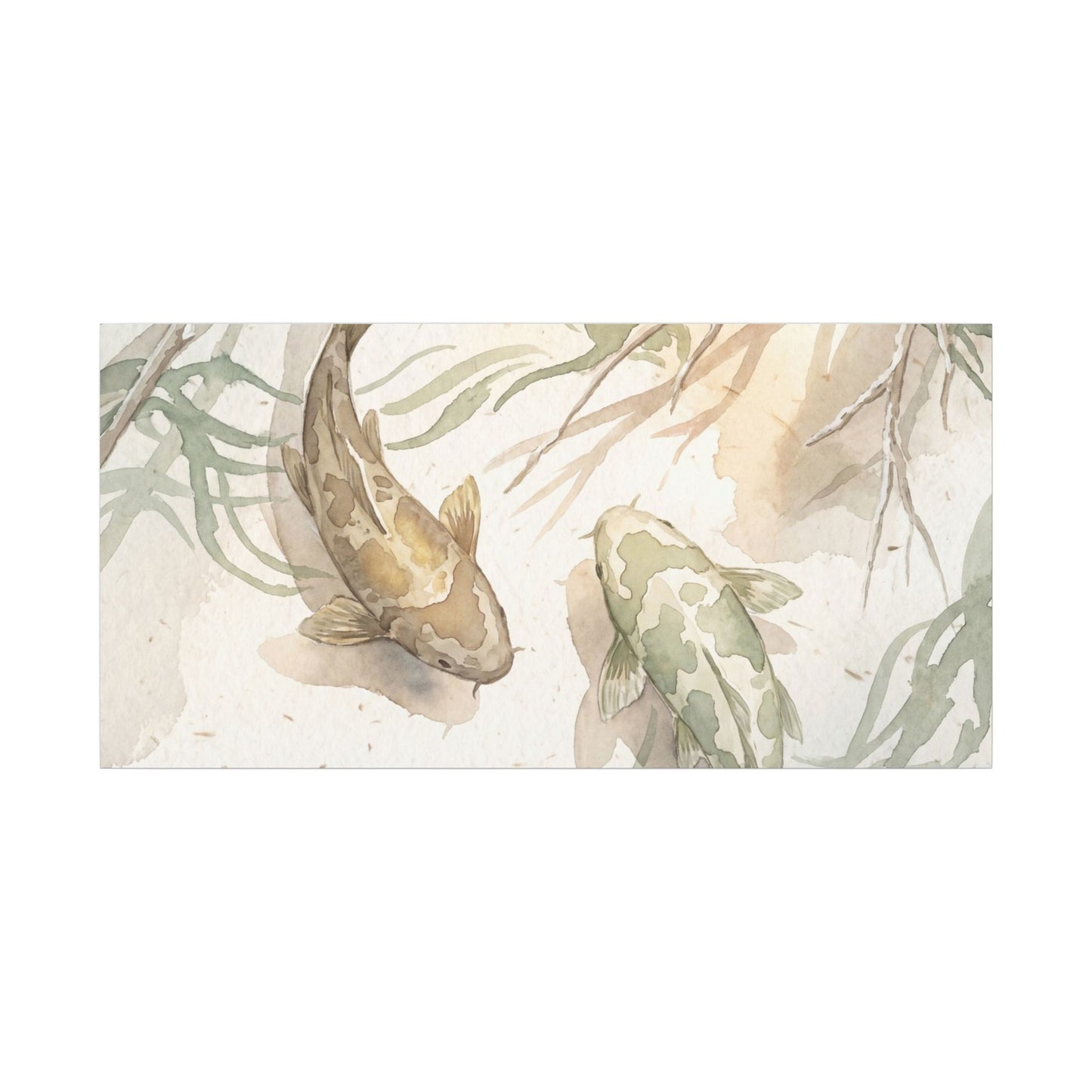 Koi Pond Canvas Art | Winter Japandi Watercolor Art