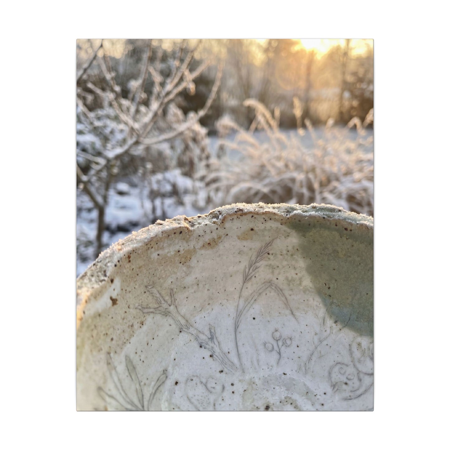 Ceramic Bowl Canvas Art | Winter Japandi Minimal Line Art