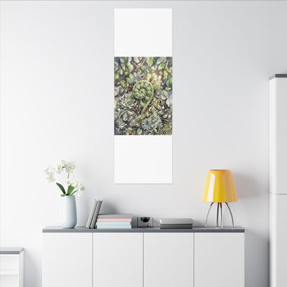 Fern Unfurling Spring Canvas Art | Japandi Neutral Design