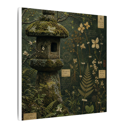 Spring Stone Lantern Herbarium Canvas Art | Nostalgic Decor