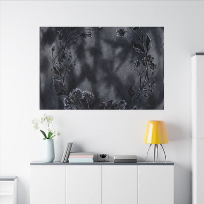 Dried Flowers Canvas Art | Winter Dark Japandi Shadow Zen Art
