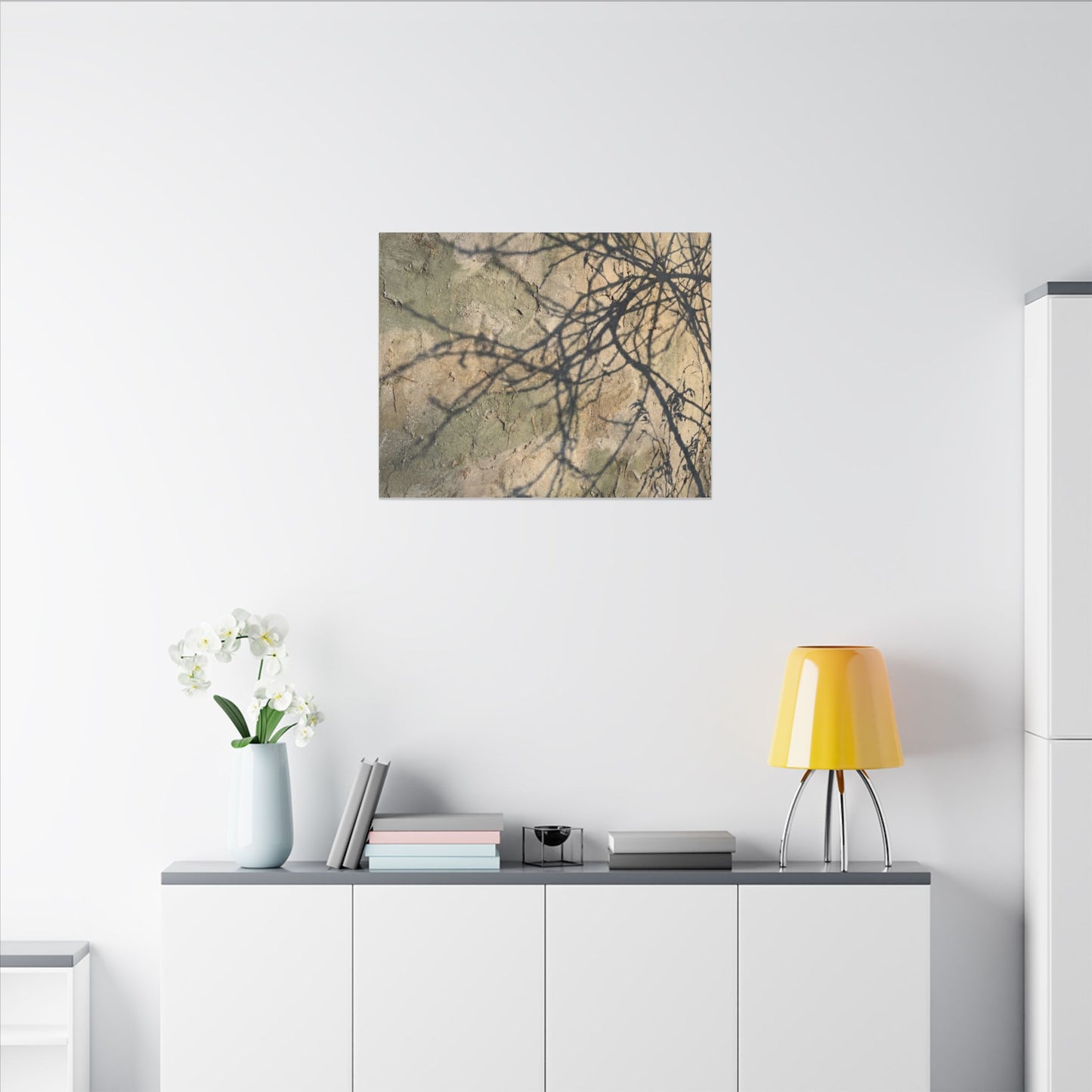 Japandi Shadow Play in Golden Hour | Texture Canvas Art