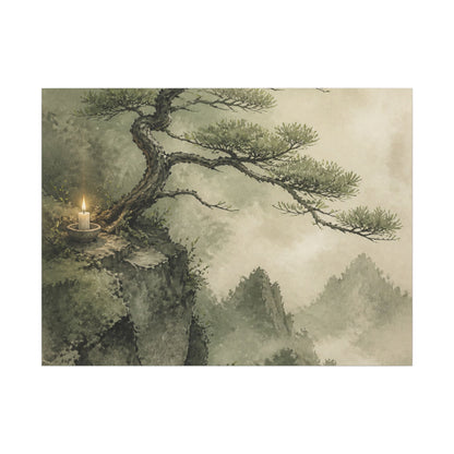 Candlelight Pine Tree Canvas Art - Japandi Kanso
