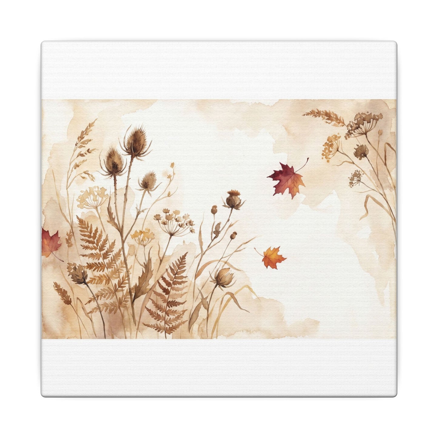 Dried Flowers Canvas Art | Autumn Japandi Watercolor Art