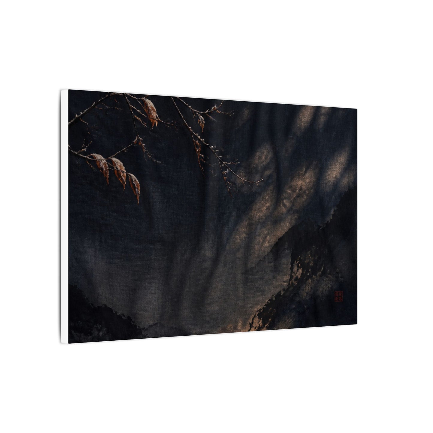 Atmospheric Silk Drape Canvas Art - Charcoal Ink Dark Japandi