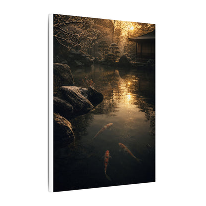 Winter Koi Pond Shadow Zen Canvas Art | Bold Decor