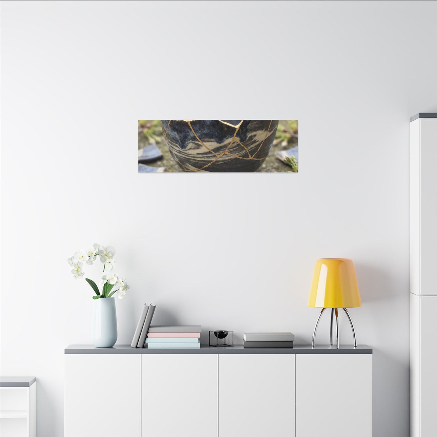 Datsuzoku Ceramic Bowl Canvas Art - Kintsugi Gold Repair