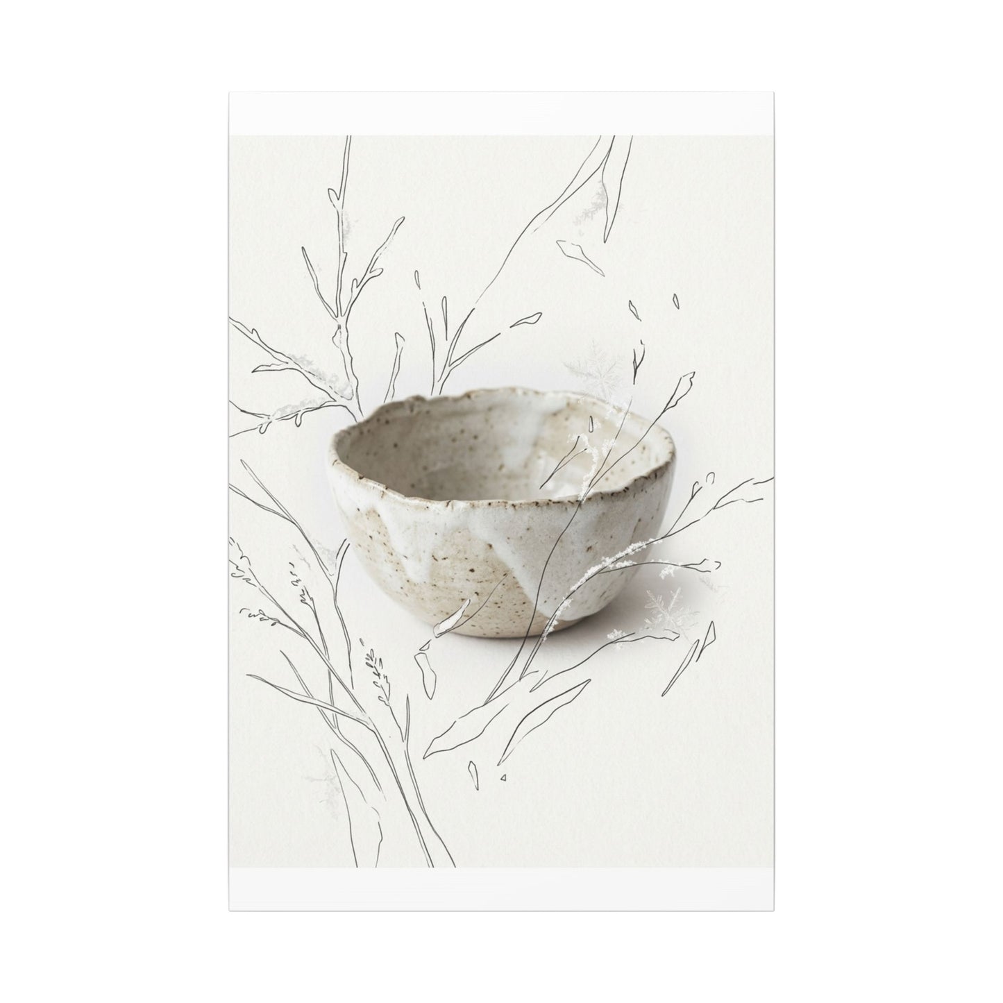 Neutral Ceramic Bowl Canvas Art - Minimal Line Japandi