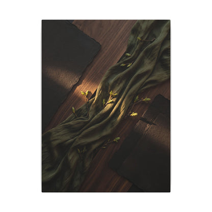Silk Drape Canvas Art | Spring Dark Japandi Dark Texture Art