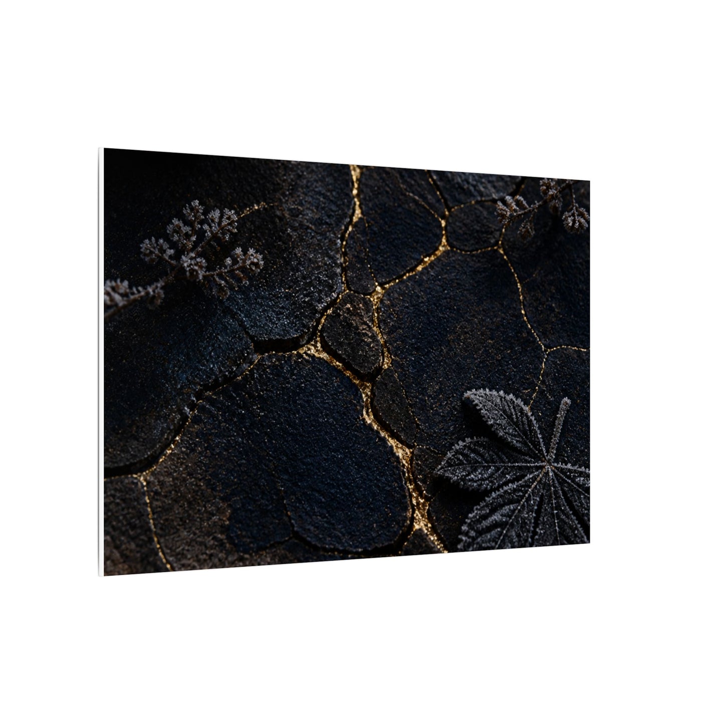 Candlelight Cracked Earth Canvas Art - Dark Japandi Ma